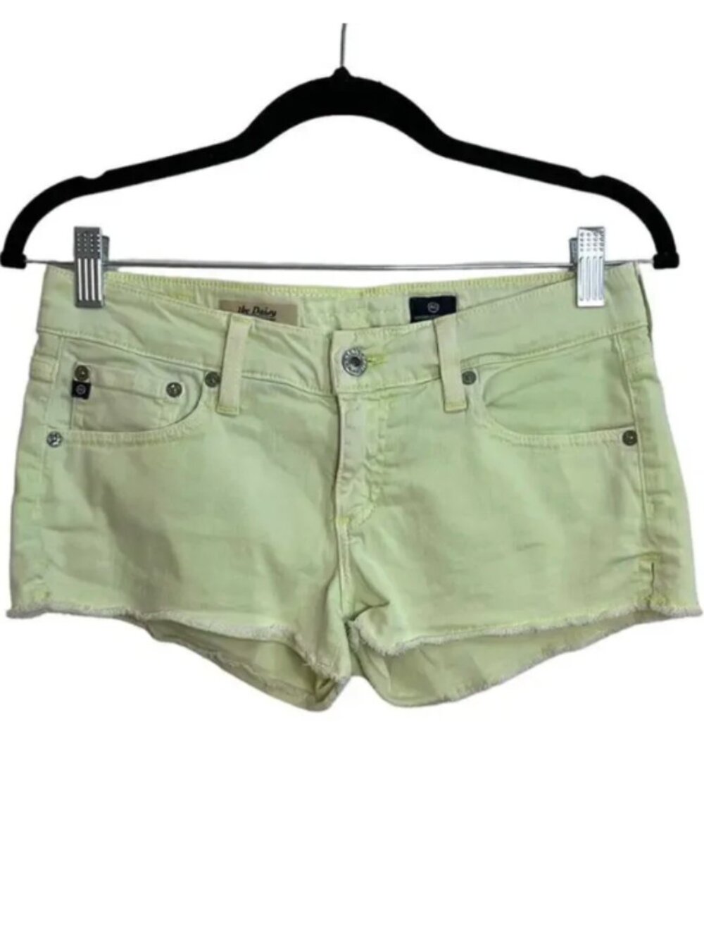 AG Adriano Goldschmied The Daisy Neon Green Low Rise Shorts